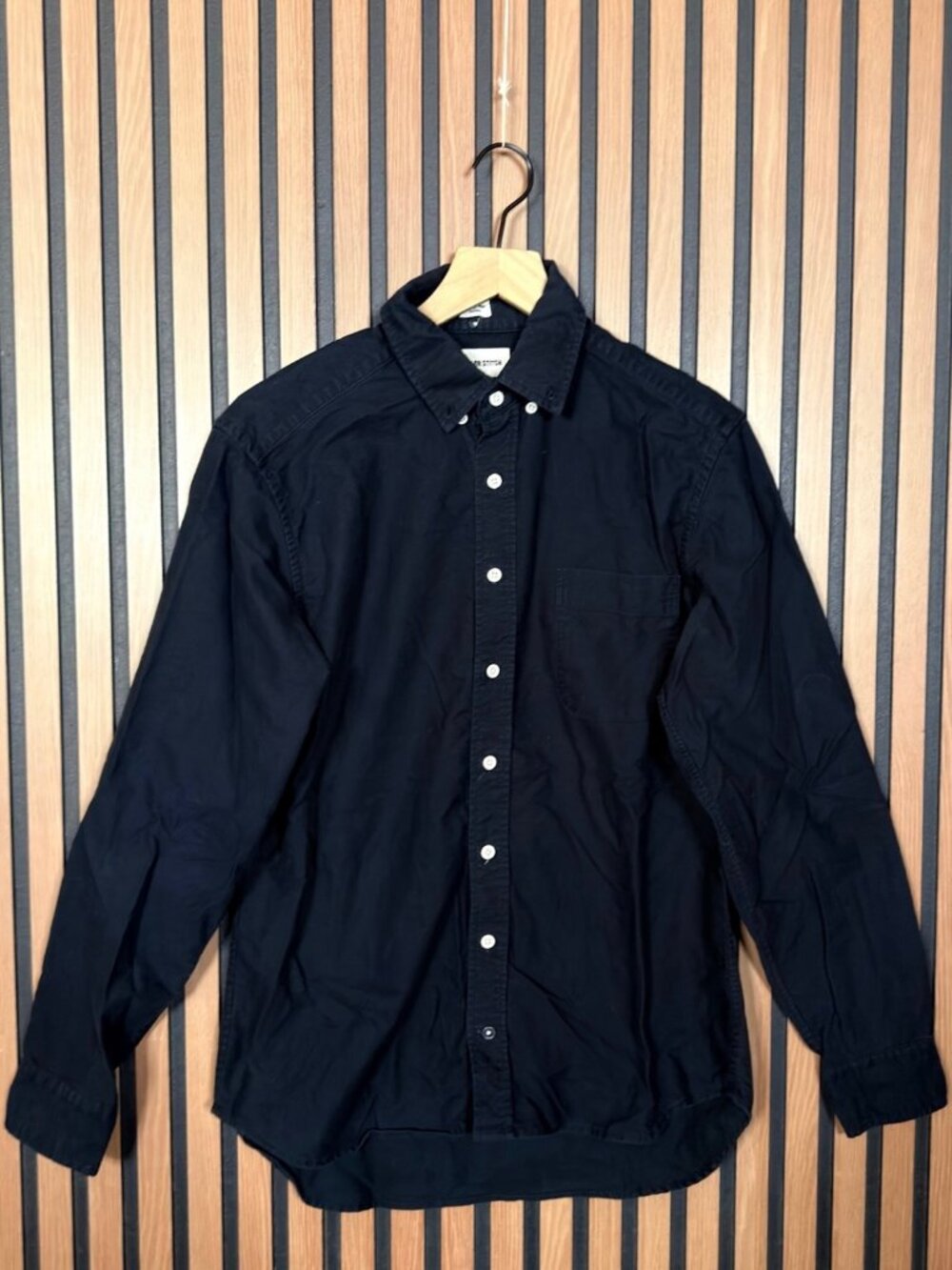 Taylor Stitch Shirt 40 Mens Black Long Sleeve Button Up Collared Canvas Oxford